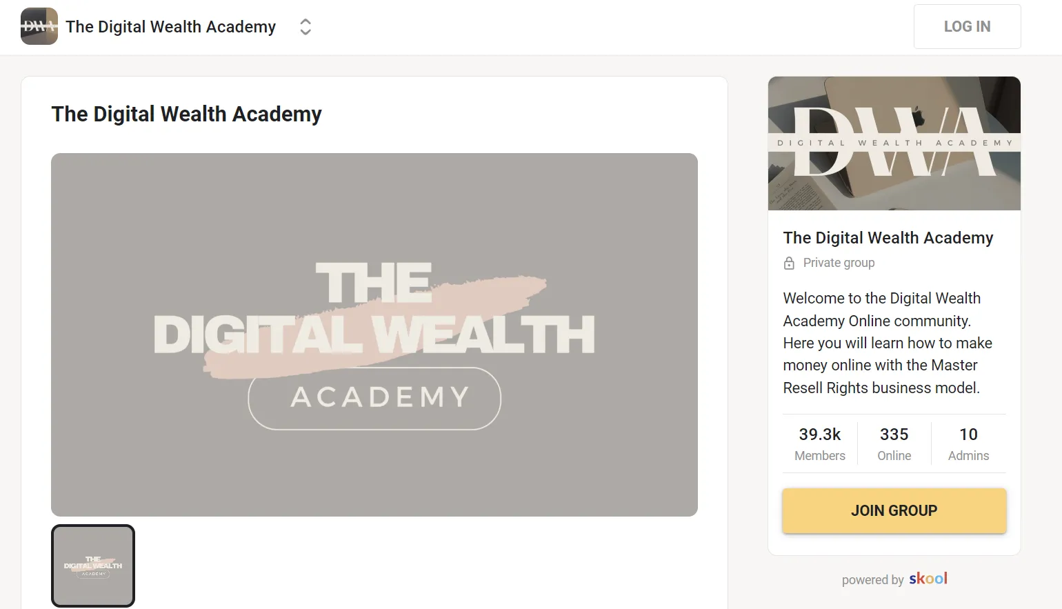 Digital Wealth Academy Skool Page
